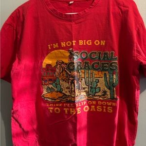 Social Graces Red Graphic Tee - Casual Women's Short Sleeve